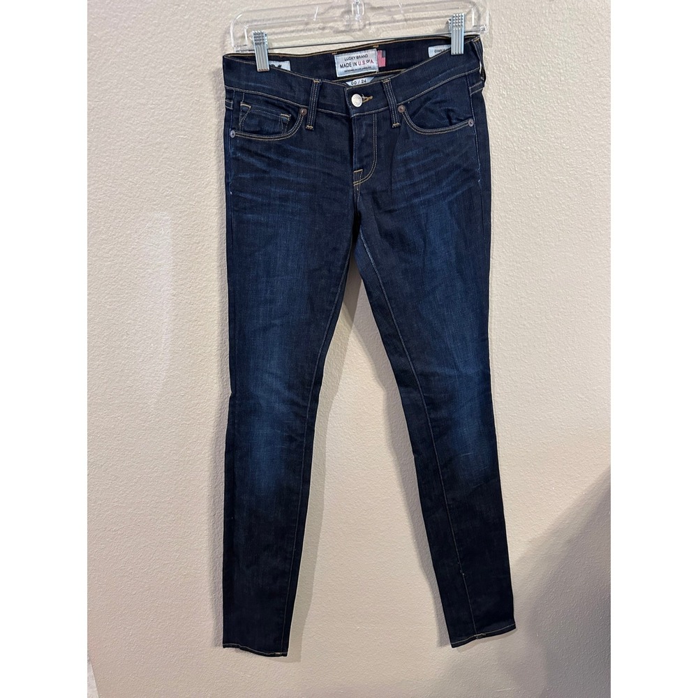Lucky Brand Charlie Skinny Jeans Dark Wash Made in USA Size 00/24 Regular